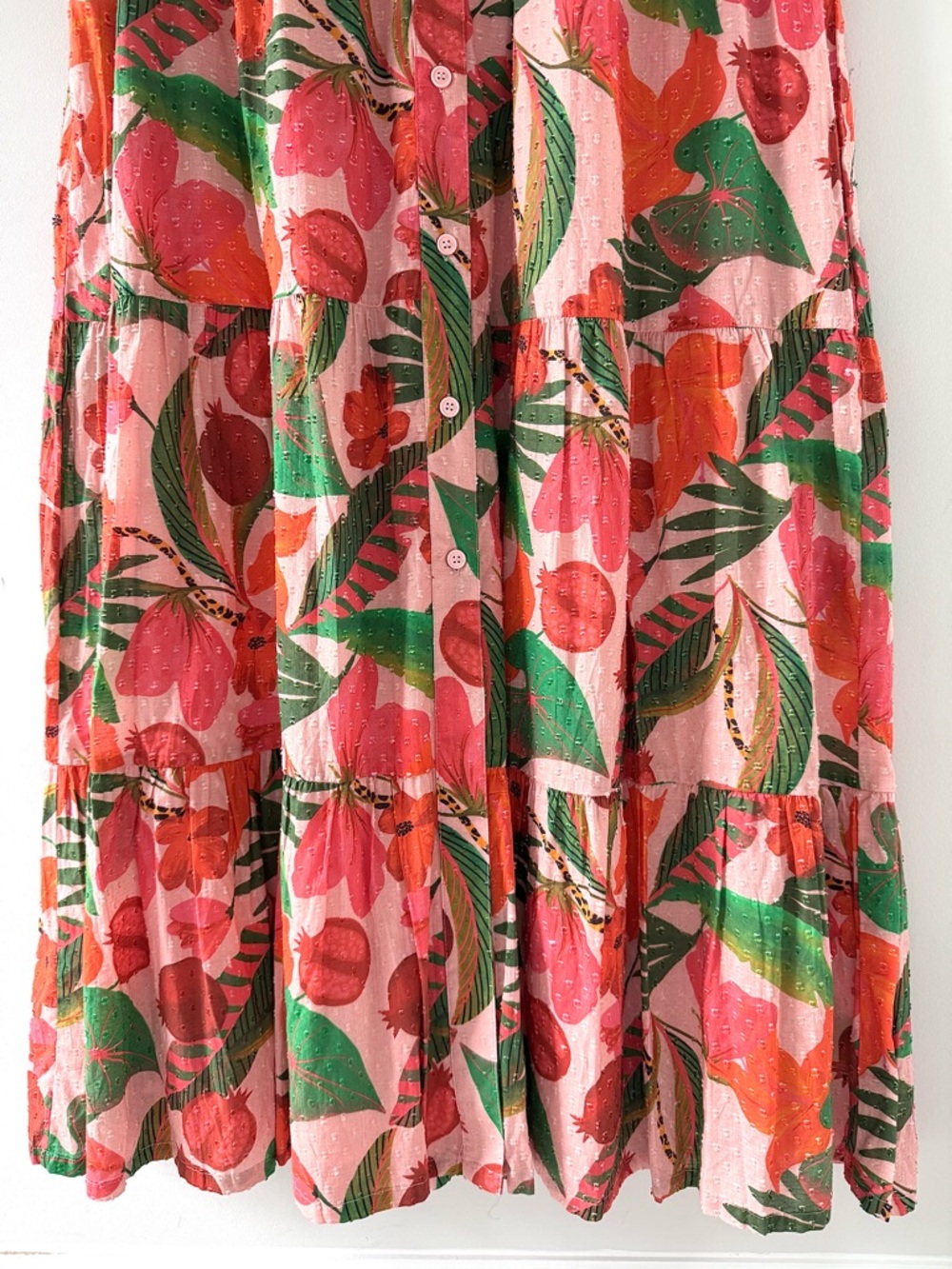Briton Court Frenchi Maxi Dress Floral Viscose Coral Green Size Medium NWT - Picture 7 of 12